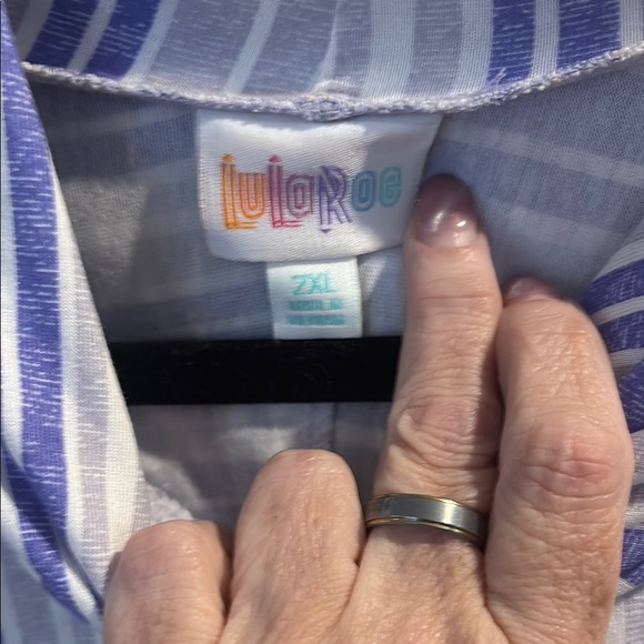 LuLaRoe Striped Purple/White/grey-Women's Hoodie- NWOT- Amber - Picture 2 of 6